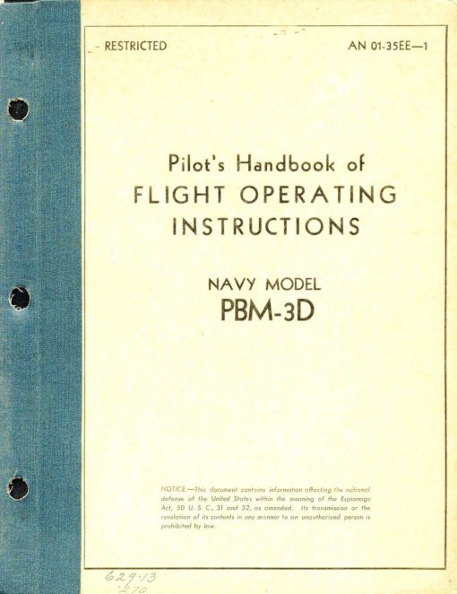 Flight Manual for the Martin PBM Mariner