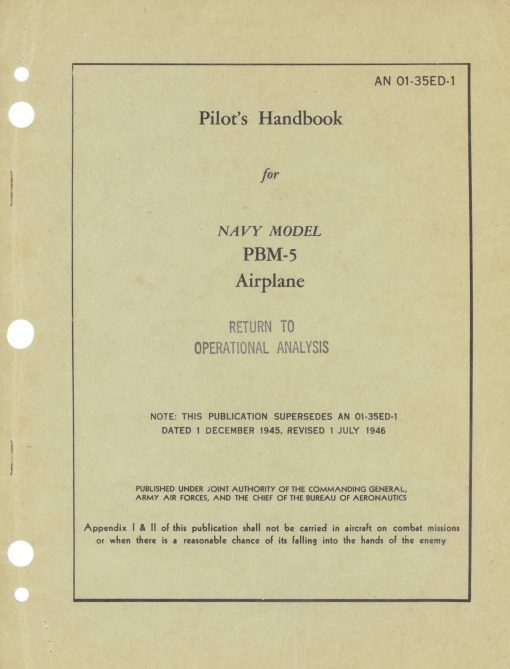 Flight Manual for the Martin PBM Mariner