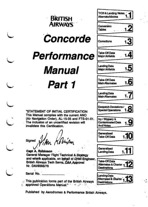 Flight Manual for the Concorde