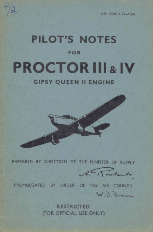 Flight Manual for the Percival Proctor