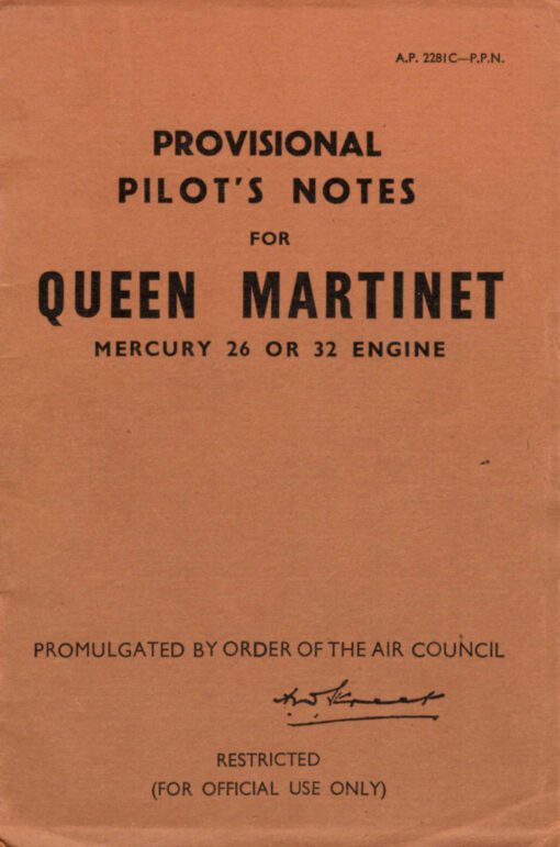 Flight Manual for the Miles Martinet and Queen Martinet