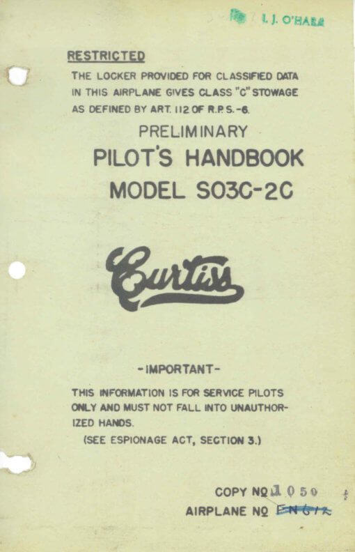 Flight Manual for the Vought OS2U-3