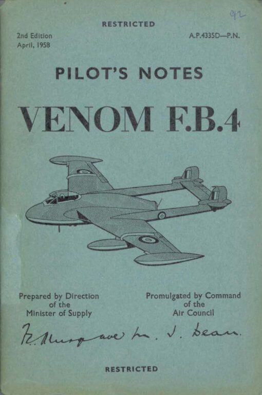 Flight Manual doe the De Havilland DH112 Venom and Sea Venom