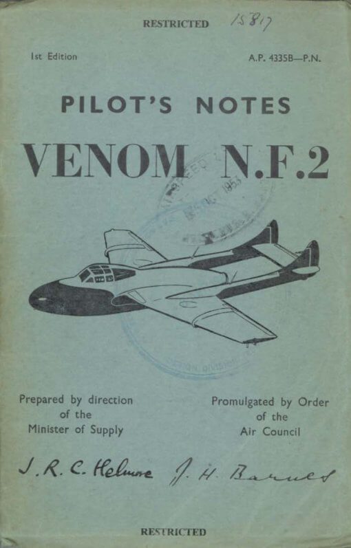 Flight Manual doe the De Havilland DH112 Venom and Sea Venom