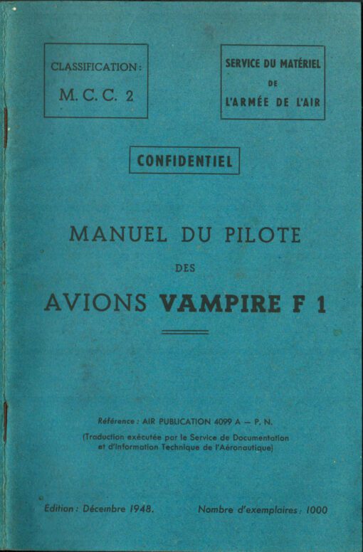 Flight Manual for the De Havilland DH100 Vampire