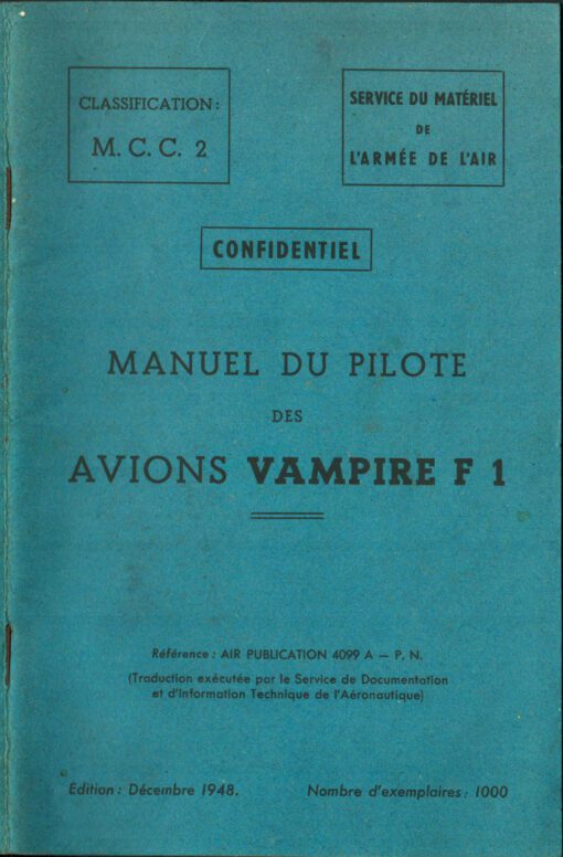 Flight Manual for the De Havilland DH100 Vampire