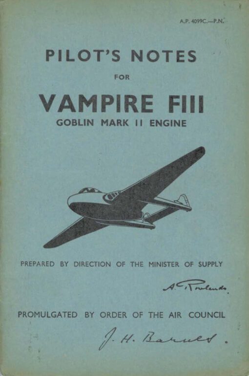 Flight Manual Pilots Notes for the DH100 and DH115 Vampire