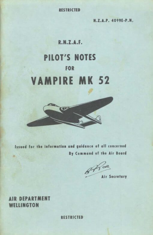 Flight Manual Pilots Notes for the DH100 and DH115 Vampire