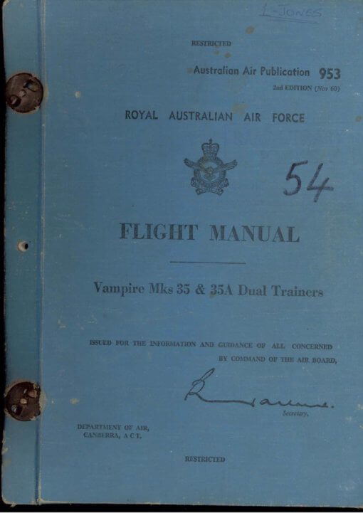 Flight Manual Pilots Notes for the DH100 and DH115 Vampire