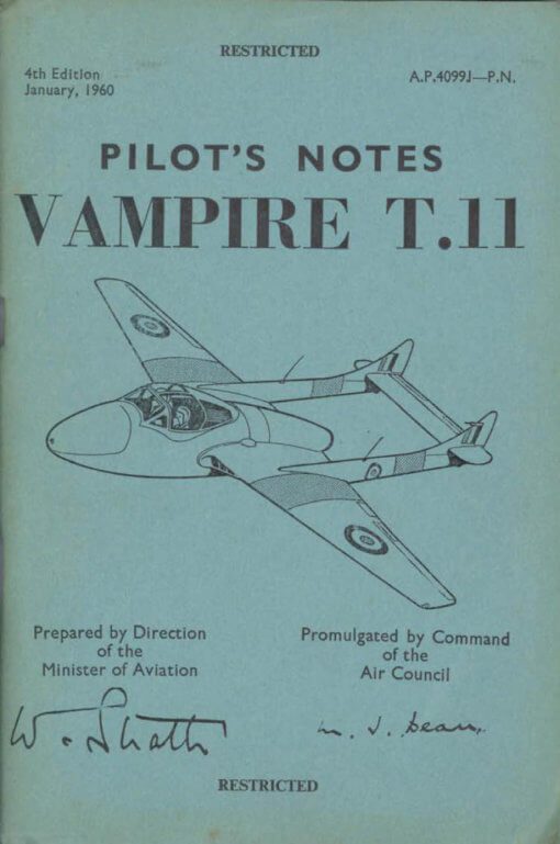 Flight Manual Pilots Notes for the DH100 and DH115 Vampire