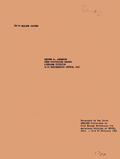 Flight Manual for the North American XB-70 Valkyrie