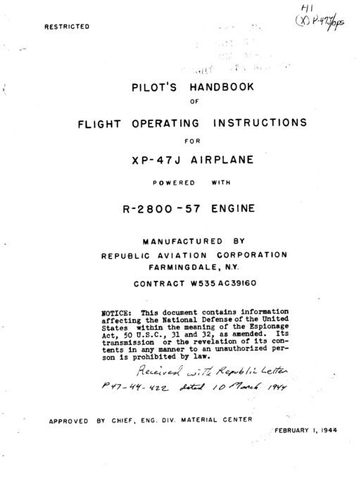 Flight Manual for the Republic P-47 Thunderbolt