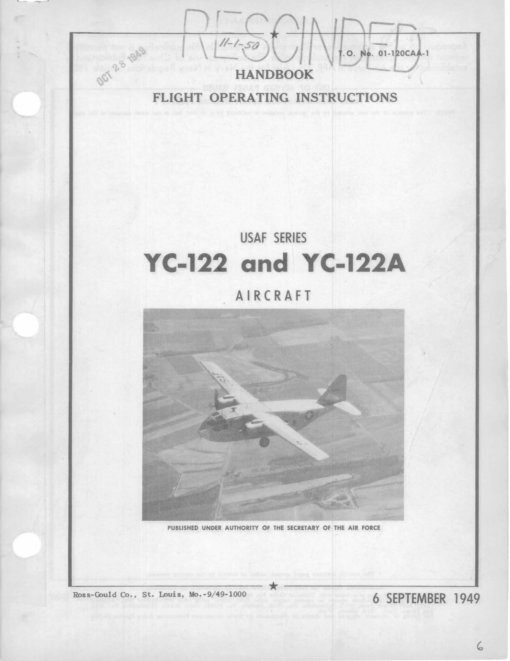 Flight Manual for the Chase YC-122 Avitruc