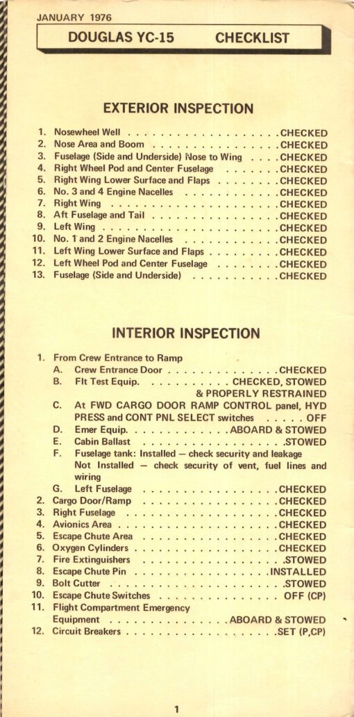 Flight Manual for the McDonnell-Douglas YC-15