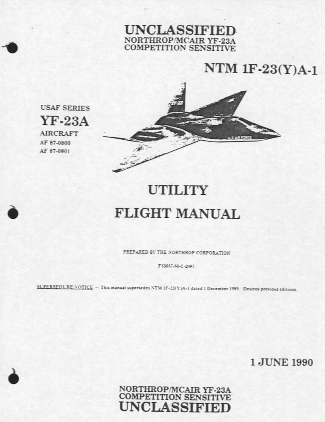 NORTHROP YF23 Flight Manuals
