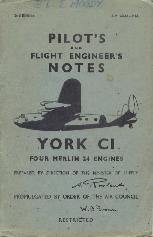 Flight Manual for the Avro 685 York