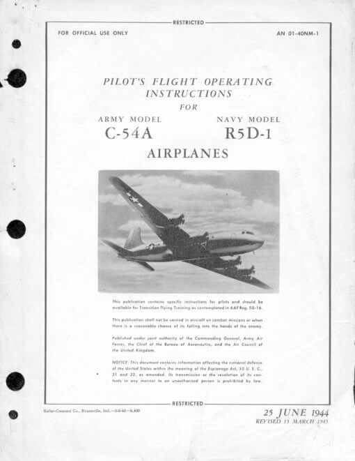 Flight Manual for the Douglas DC-4 C-54