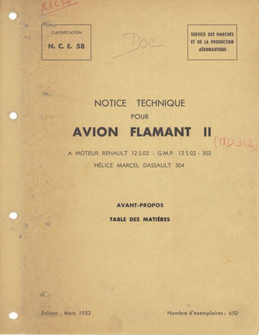 Flight Manual for the Dassault Flamant