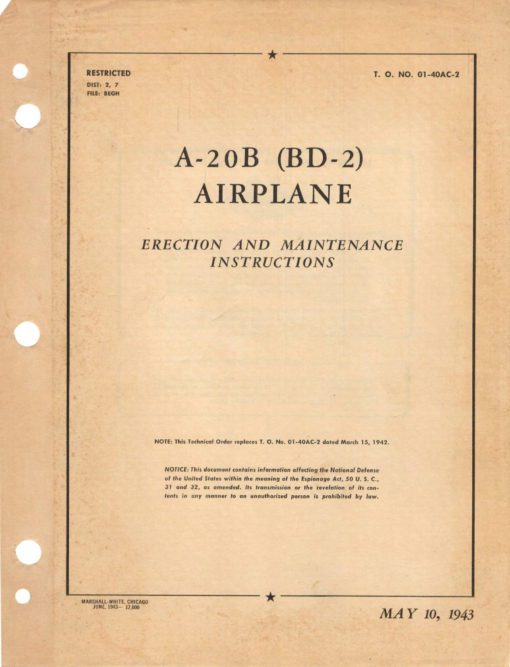 Flight Manual for the Douglas A-20 BD-2 Havoc