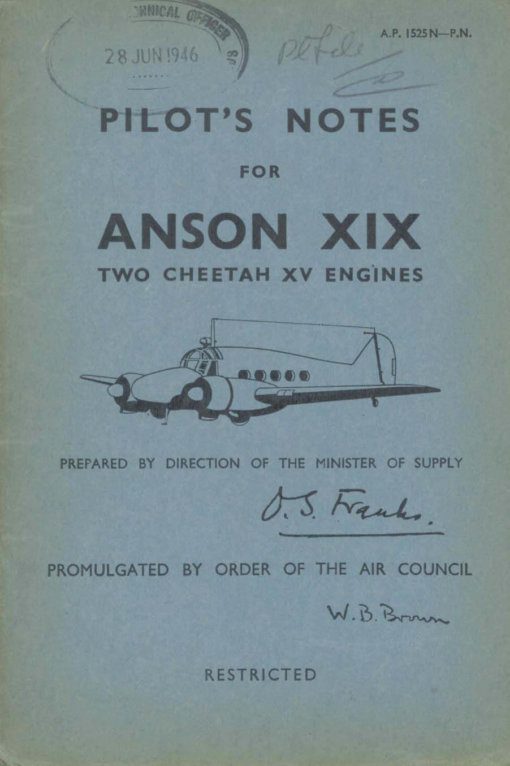 Flight Manual for the Avro Anson