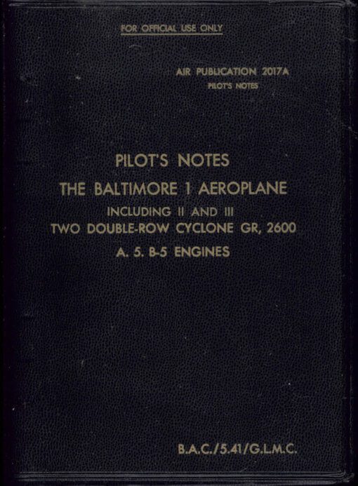 Flight Manual for the Martin A-30 Baltimore