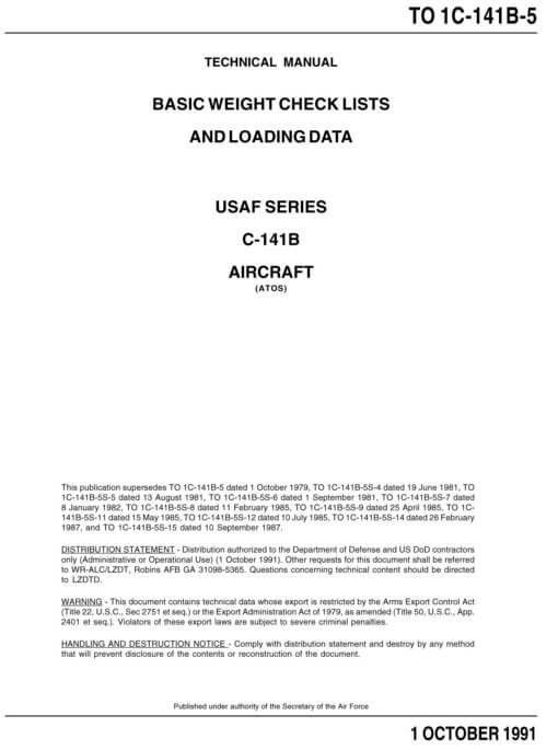 Flight Manual for the Lockheed C-141 Starlifter