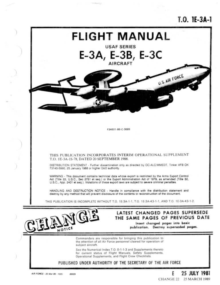 BOEING E3 SENTRY Flight Manuals