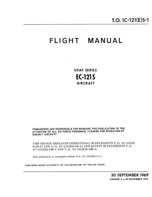 Flight Manual for the Lockheed 1049 C-121 Super Constellation