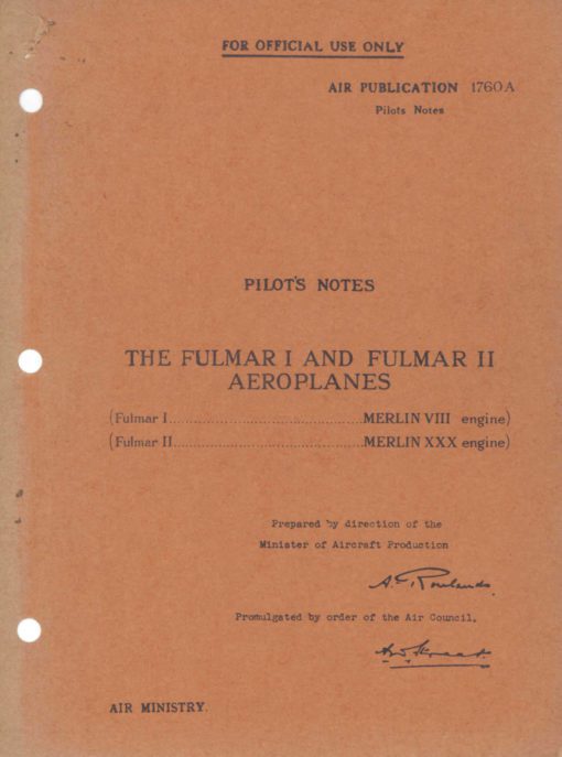 Flight Manual for the Fairey Fulmar