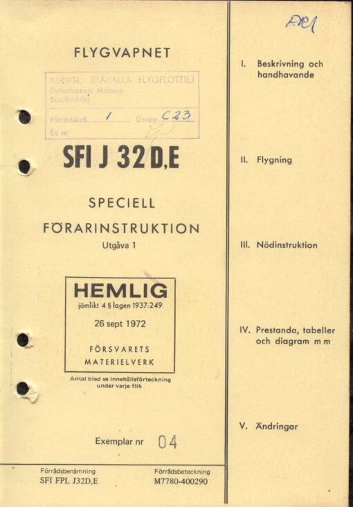 Flight Manual for the Saab 32 Lansen