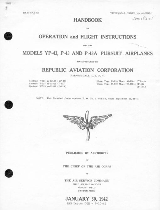 Flight Manual for the Republic Seversky P-43