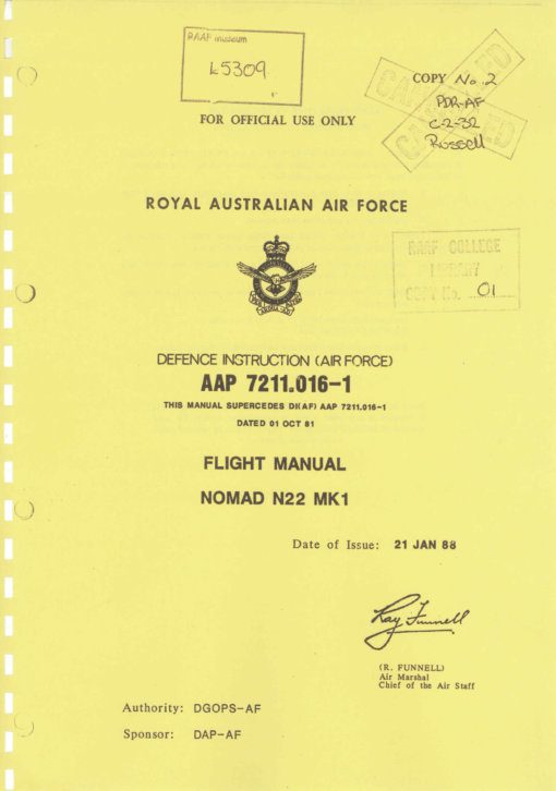Flight Manual for the Government Aircraft Factories N22 Nomad