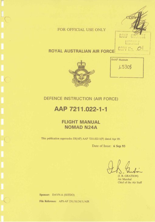 Flight Manual for the Government Aircraft Factories N24 Nomad