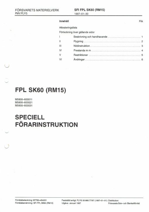 Flight Manual for the Saab 105 Sk60