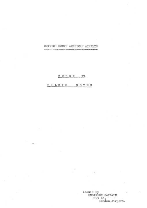 Flight Manual for the Avro 688 Tudor