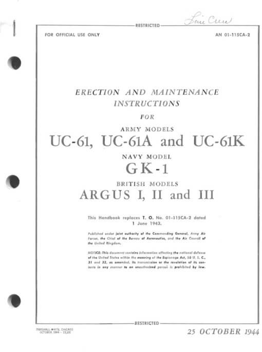 Flight Manual for the Fairchild UC-61 24 Argus
