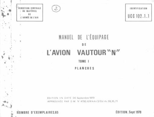 Flight Manual for the Sud Aviation SO4050 Vautour