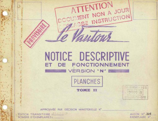 Flight Manual for the Sud Aviation SO4050 Vautour