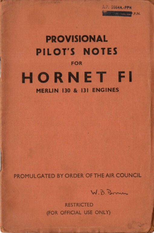 Flight Manual for the De Havilland DH103 Hornet