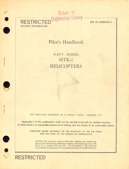 Flight Manual for the Kaman HOK Huskie