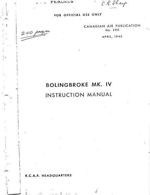Flight Manual for the Bristol Blenheim