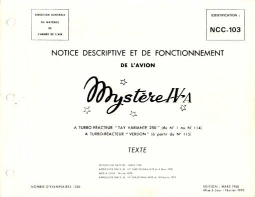 Flight Manual for the Dassault Mystere