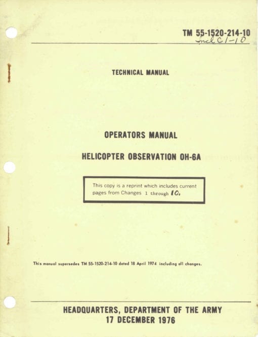 Flight Manual for the Hughes MDHI 369 OH-6 Cayuse