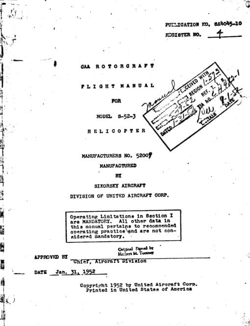 Flight Manual for the Sikorsky S-52 HO5S