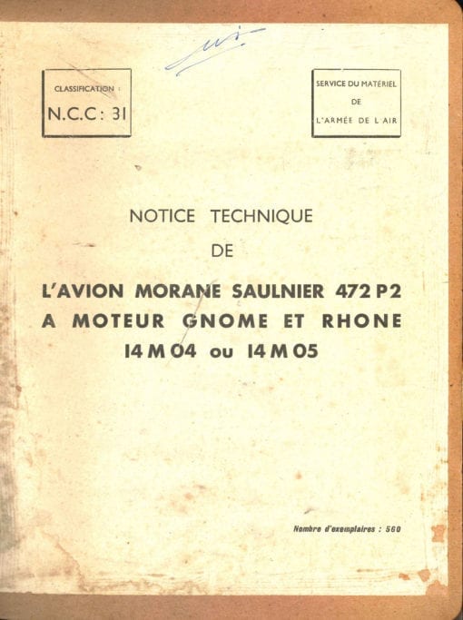 Flight Manual for the Morane-Saulnier MS472 Vanneau