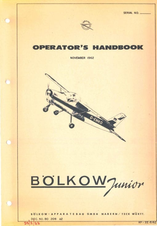 Flight Manual for the Bolkow 208 Junior