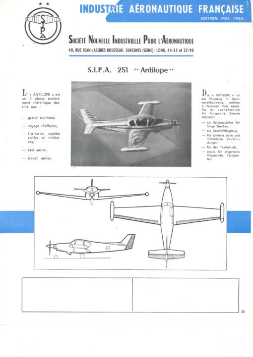 Flight Manual for the SIPA 250 Antilope