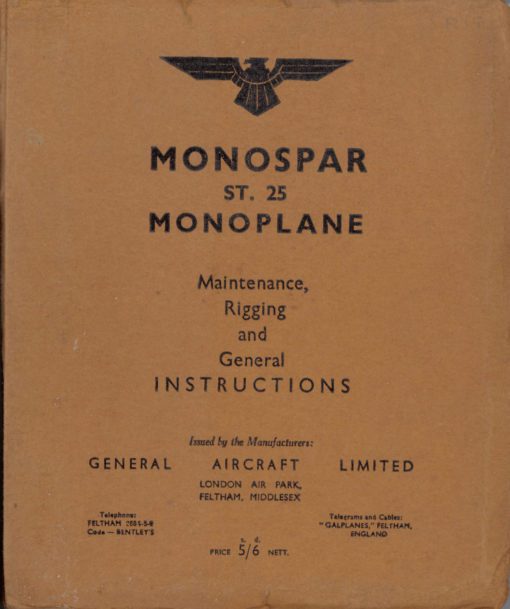 Flight Manual for the Monospar ST.25 with Pobjoy Niagara engines