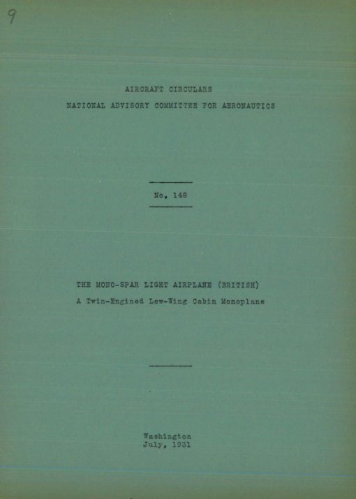 Flight Manual for the Monospar ST.25 with Pobjoy Niagara engines