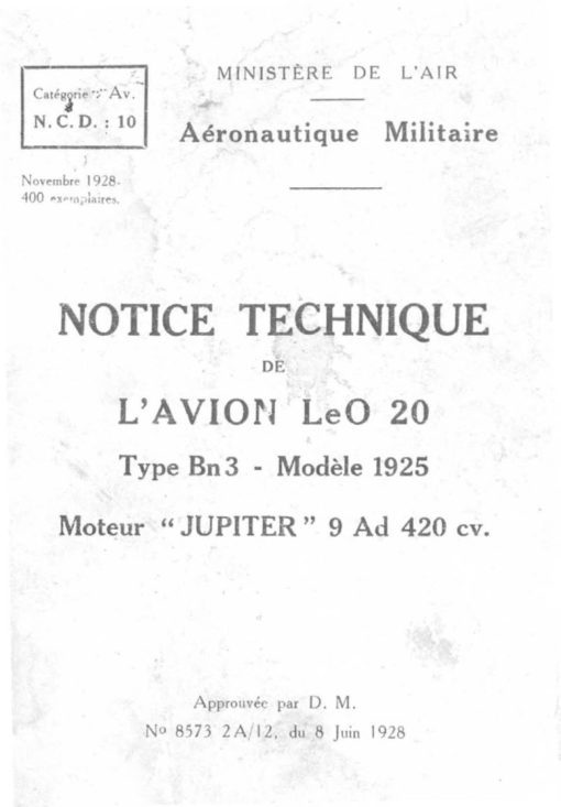 Flight Manual for the Liore et Olivier LeO 20